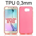 CUSTODIA GEL TPU SILICONE ULTRA SLIM 0,3mm per SAMSUNG SM-G925 GALAXY S6 EDGE COLORE ROSSO TRASPARENTE