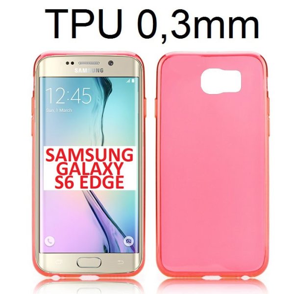 CUSTODIA GEL TPU SILICONE ULTRA SLIM 0,3mm per SAMSUNG SM-G925 GALAXY S6 EDGE COLORE ROSSO TRASPARENTE