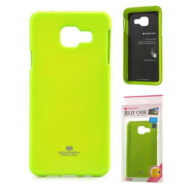 CUSTODIA GEL TPU SILICONE per SAMSUNG SM-A310 GALAXY A3 (2016) COLORE VERDE LUCIDO CON GLITTER ALTA QUALITA' MERCURY BLISTER