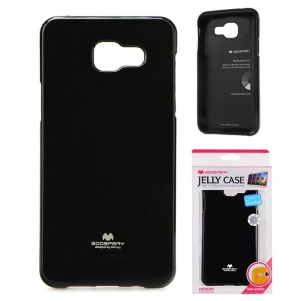 CUSTODIA GEL TPU SILICONE per SAMSUNG SM-A310 GALAXY A3 (2016) COLORE NERO LUCIDO CON GLITTER ALTA QUALITA' MERCURY BLISTER