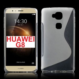 CUSTODIA GEL TPU SILICONE DOUBLE per HUAWEI G8, GX8 COLORE BIANCO TRASPARENTE