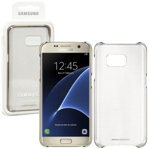 CUSTODIA BACK RIGIDA ORIGINALE SAMSUNG per SM-G930 GALAXY S7 TRASPARENTE CON CORNICE ORO EF-QG930CFEGWW BLISTER