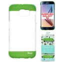 CUSTODIA GEL TPU SILICONE per SAMSUNG SM-G920 GALAXY S6 TRASPARENTE CON INSERTI VERDI ALTA QUALITA' ROAR BLISTER