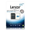 MEMORY CARD LSDMI64GB1EU300A MICRO SDXC 300x 64 GB + ADATTATORE SD CLASSE 10 CON 45MB/s VELOCITA' DI TRASFERIMENTO LEXAR