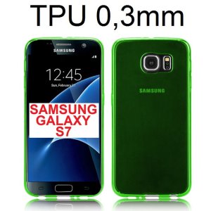 CUSTODIA GEL TPU SILICONE ULTRA SLIM 0,3mm per SAMSUNG SM-G930 GALAXY S7 COLORE VERDE TRASPARENTE