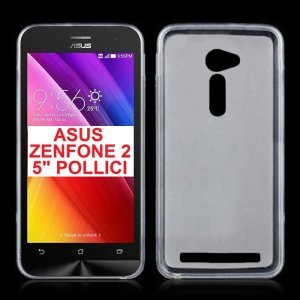 CUSTODIA GEL TPU SILICONE per ASUS ZENFONE 2 ZE500CL, ZE500ML, 5.0" POLLICI COLORE BIANCO TRASPARENTE