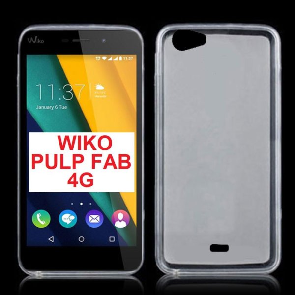 CUSTODIA GEL TPU SILICONE per WIKO PULP FAB 4G COLORE BIANCO TRASPARENTE