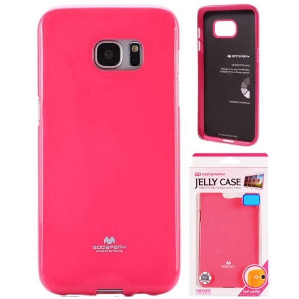 CUSTODIA GEL TPU SILICONE per SAMSUNG SM-G935 GALAXY S7 EDGE COLORE FUCSIA LUCIDO CON GLITTER ALTA QUALITA' MERCURY