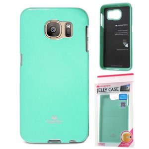 CUSTODIA GEL TPU SILICONE per SAMSUNG SM-G935 GALAXY S7 EDGE COLORE VERDE ACQUA LUCIDO CON GLITTER ALTA QUALITA' MERCURY