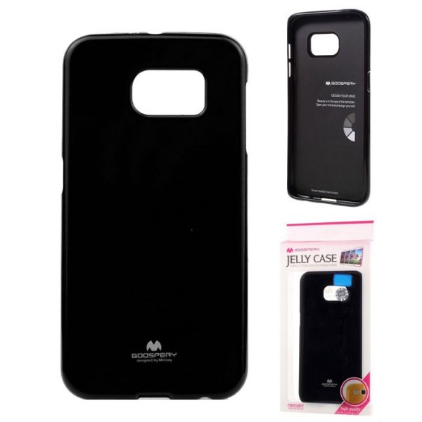 CUSTODIA GEL TPU SILICONE per SAMSUNG SM-G930 GALAXY S7 COLORE NERO LUCIDO CON GLITTER ALTA QUALITA' MERCURY BLISTER