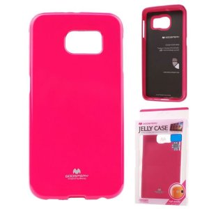 CUSTODIA GEL TPU SILICONE per SAMSUNG SM-G930 GALAXY S7 COLORE FUCSIA LUCIDO CON GLITTER ALTA QUALITA' MERCURY BLISTER