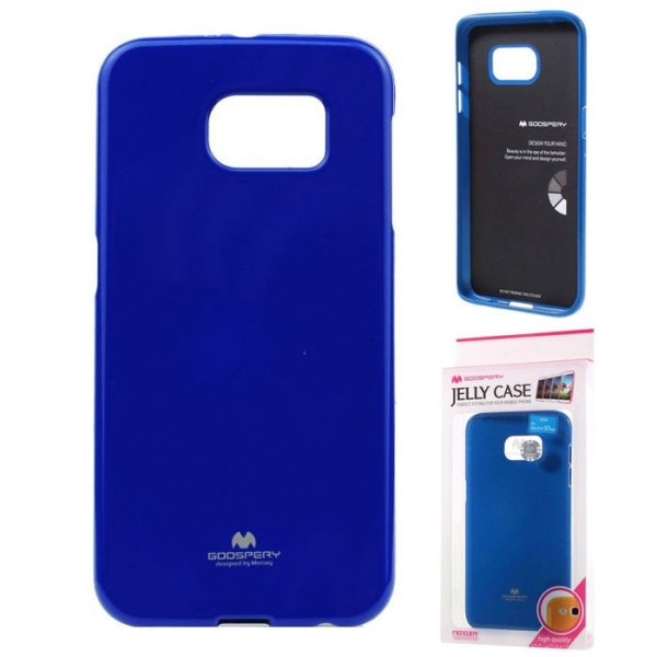 CUSTODIA GEL TPU SILICONE per SAMSUNG SM-G930 GALAXY S7 COLORE BLU LUCIDO CON GLITTER ALTA QUALITA' MERCURY BLISTER