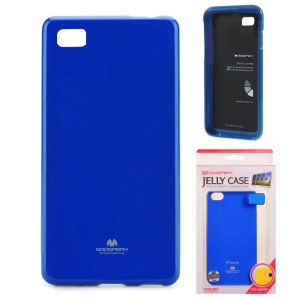 CUSTODIA GEL TPU SILICONE per HUAWEI ASCEND P8 COLORE BLU LUCIDO CON GLITTER ALTA QUALITA' MERCURY BLISTER