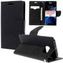 CUSTODIA FLIP ORIZZONTALE per SAMSUNG SM-G930 GALAXY S7 CON STAND, INTERNO IN TPU SILICONE E TASCHE PORTA CARTE COLORE NERO