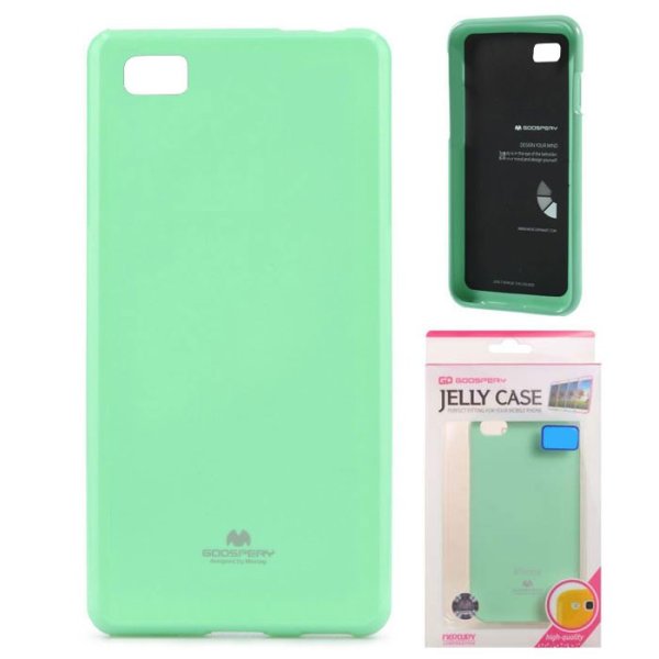 CUSTODIA GEL TPU SILICONE per HUAWEI ASCEND P8 COLORE VERDE ACQUA LUCIDO CON GLITTER ALTA QUALITA' MERCURY BLISTER