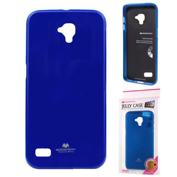 CUSTODIA GEL TPU SILICONE per HUAWEI Y5, Y560 COLORE BLU LUCIDO CON GLITTER ALTA QUALITA' MERCURY BLISTER