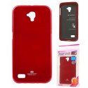 CUSTODIA GEL TPU SILICONE per HUAWEI Y5, Y560 COLORE ROSSO LUCIDO CON GLITTER ALTA QUALITA' MERCURY BLISTER