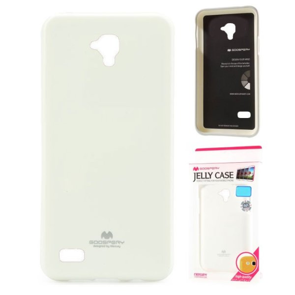 CUSTODIA GEL TPU SILICONE per HUAWEI Y5, Y560 COLORE BIANCO LUCIDO CON GLITTER ALTA QUALITA' MERCURY BLISTER