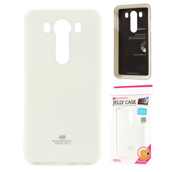 CUSTODIA GEL TPU SILICONE per LG V10, F600K, F600L, F600S COLORE BIANCO LUCIDO CON GLITTER ALTA QUALITA' MERCURY BLISTER