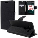 CUSTODIA FLIP ORIZZONTALE per LG V10, F600K, F600L, F600S CON INTERNO IN TPU SILICONE, STAND E CHIUSURA MAGNETICA COLORE NERO