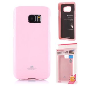 CUSTODIA GEL TPU SILICONE per SAMSUNG SM-G930 GALAXY S7 COLORE ROSA LUCIDO CON GLITTER ALTA QUALITA' MERCURY BLISTER