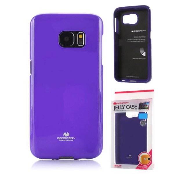 CUSTODIA GEL TPU SILICONE per SAMSUNG SM-G930 GALAXY S7 COLORE VIOLA LUCIDO CON GLITTER ALTA QUALITA' MERCURY BLISTER