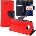 CUSTODIA FLIP ORIZZONTALE per SAMSUNG SM-G935 GALAXY S7 EDGE CON STAND, INTERNO IN TPU E TASCHE PORTA CARTE COLORE ROSSO