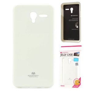 CUSTODIA GEL TPU SILICONE per ALCATEL ONE TOUCH POP 3 5" POLLICI COLORE BIANCO LUCIDO CON GLITTER ALTA QUALITA' MERCURY BLISTER