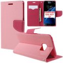 CUSTODIA FLIP ORIZZONTALE per SAMSUNG SM-G930 GALAXY S7 CON STAND, INTERNO IN TPU SILICONE E TASCHE PORTA CARTE COLORE ROSA