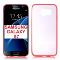 CUSTODIA GEL TPU SILICONE SLIM per SAMSUNG SM-G930 GALAXY S7 CON PARTE POSTERIORE RIGIDA TRASPARENTE E CORNICE ROSSA