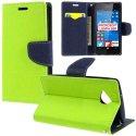 CUSTODIA FLIP ORIZZONTALE per MICROSOFT LUMIA 650 CON INTERNO IN TPU, STAND E TASCHE PORTA CARTE COLORE VERDE