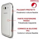 CUSTODIA CON PARTE POSTERIORE RIGIDA E CORNICE IN SILICONE TRASPARENTE per SAMSUNG I9080 GALAXY GRAND, I9060 ALTA QUALITA' MOCCA