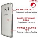 CUSTODIA CON PARTE POSTERIORE RIGIDA E CORNICE IN SILICONE TRASPARENTE per SAMSUNG SM-G925 GALAXY S6 EDGE ALTA QUALITA' MOCCA