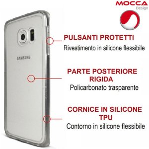 CUSTODIA CON PARTE POSTERIORE RIGIDA E CORNICE IN SILICONE TRASPARENTE per SAMSUNG SM-G925 GALAXY S6 EDGE ALTA QUALITA' MOCCA