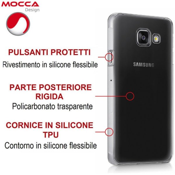 CUSTODIA CON PARTE POSTERIORE RIGIDA E CORNICE IN SILICONE TRASPARENTE per SAMSUNG SM-A310 GALAXY A3 (2016) ALTA QUALITA' MOCCA