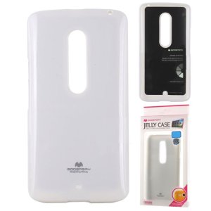 CUSTODIA GEL TPU SILICONE per MOTOROLA MOTO X PLAY, MOTO X PLAY DUAL COLORE BIANCO LUCIDO CON GLITTER ALTA QUALITA' MERCURY