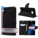 CUSTODIA FLIP ORIZZONTALE per SAMSUNG SM-G930 GALAXY S7 CON STAND E INTERNO IN TPU SILICONE COLORE NERO FANCY MERCURY