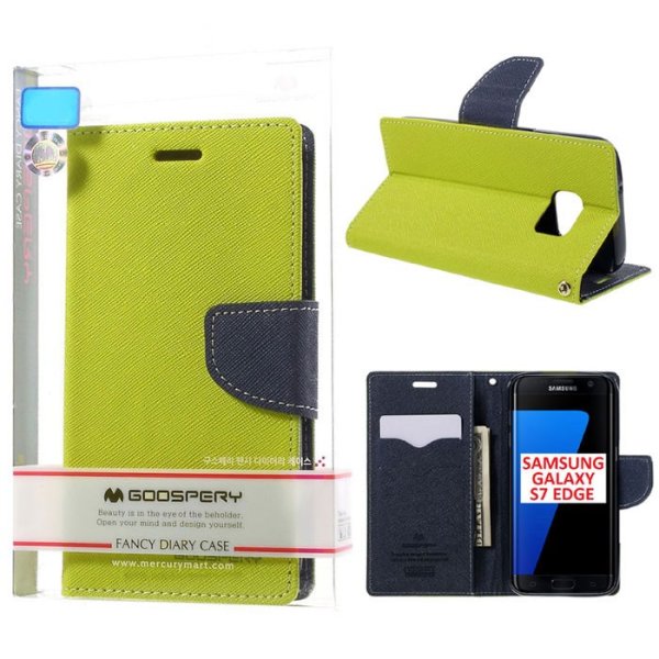 CUSTODIA FLIP ORIZZONTALE per SAMSUNG SM-G935 GALAXY S7 EDGE CON STAND E INTERNO IN TPU COLORE VERDE FANCY MERCURY