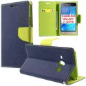 CUSTODIA FLIP ORIZZONTALE per SAMSUNG SM-J120 GALAXY J1 (2016) CON INTERNO IN TPU SILICONE, STAND E PORTA CARTE COLORE BLU