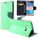 CUSTODIA FLIP ORIZZONTALE per SAMSUNG SM-J120 GALAXY J1 (2016) CON INTERNO IN TPU, STAND E PORTA CARTE COLORE VERDE ACQUA