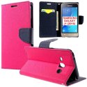 CUSTODIA FLIP ORIZZONTALE per SAMSUNG SM-J120 GALAXY J1 (2016) CON INTERNO IN TPU, STAND E PORTA CARTE COLORE FUCSIA