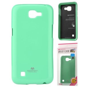 CUSTODIA GEL TPU SILICONE per LG K4 LTE, K130E, K120E, K121 COLORE VERDE ACQUA LUCIDO CON GLITTER ALTA QUALITA' MERCURY BLISTER