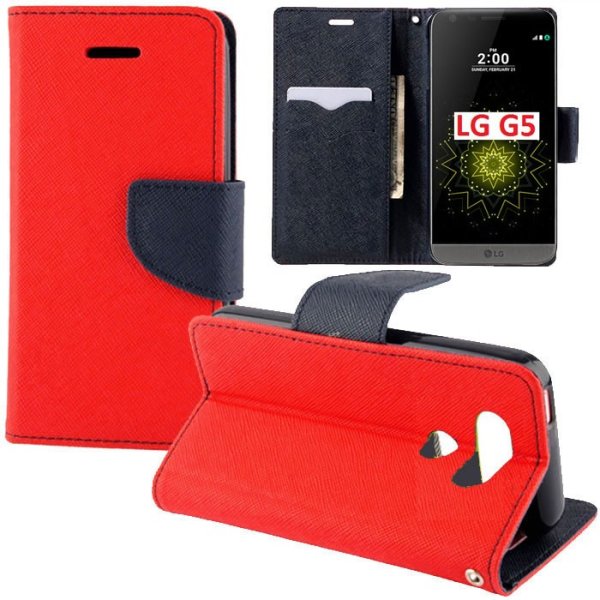 CUSTODIA per LG G5, G5 SE, G5 LITE - FLIP ORIZZONTALE CON INTERNO IN TPU SILICONE, STAND E CHIUSURA MAGNETICA COLORE ROSSO