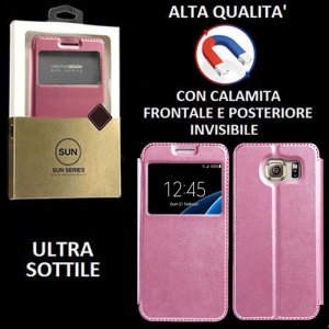 CUSTODIA FLIP ORIZZONTALE PELLE per SAMSUNG SM-G930 GALAXY S7 con CHIUSURA MAGNETICA INVISIBILE ED INTERNO IN TPU COLORE ROSA