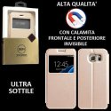 CUSTODIA FLIP ORIZZONTALE PELLE per SAMSUNG SM-G930 GALAXY S7 con CHIUSURA MAGNETICA INVISIBILE ED INTERNO IN TPU COLORE ORO