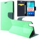 CUSTODIA FLIP ORIZZONTALE per HUAWEI SHOT X, HONOR 7i CON INTERNO IN TPU, STAND, PORTA CARTE E CHIUSURA MAGNETICA VERDE ACQUA