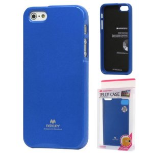 CUSTODIA GEL TPU SILICONE per APPLE IPHONE 5C COLORE BLU LUCIDO CON GLITTER ALTA QUALITA' MERCURY BLISTER