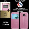 CUSTODIA FLIP ORIZZONTALE PELLE per SAMSUNG SM-A310 GALAXY A3 (2016) con CHIUSURA MAGNETICA INVISIBILE ED INTERNO IN TPU ROSA