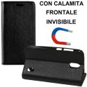 CUSTODIA FLIP ORIZZONTALE SIMILPELLE per HUAWEI ASCEND Y625 con CHIUSURA MAGNETICA INVISIBILE, STAND ED INTERNO IN TPU NERO