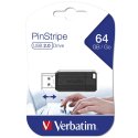 PEN DRIVE 64GB USB 2.0 PINSTRIPE CON MECCANISMO RETRATTILE A SCORRIMENTO E ASOLA DI AGGANCIO 49065 VERBATIMTIM